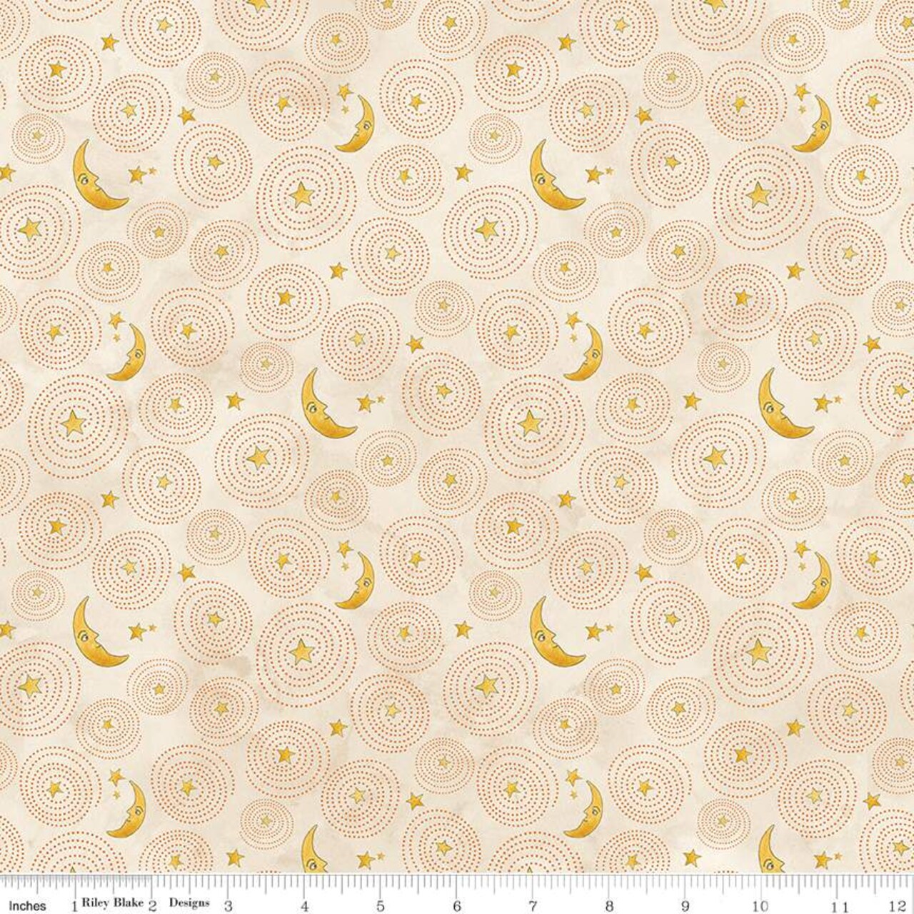 Fabric Riley Blake Cream Stars and Moons Ghoul Friends by the Quarter Yard C16054-CREAM